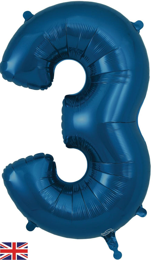 Oaktree UK Foil Balloons Navy Blue Number 3 - 34 Inch