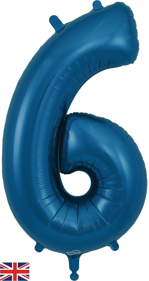Oaktree UK Foil Balloons Navy Blue Number 6 - 34 Inch