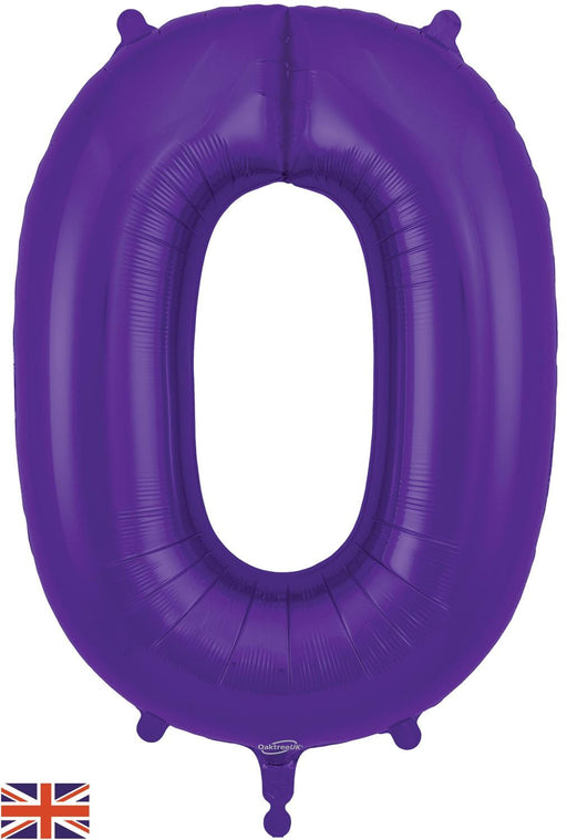 Oaktree UK Foil Balloons Purple Number 0 34"