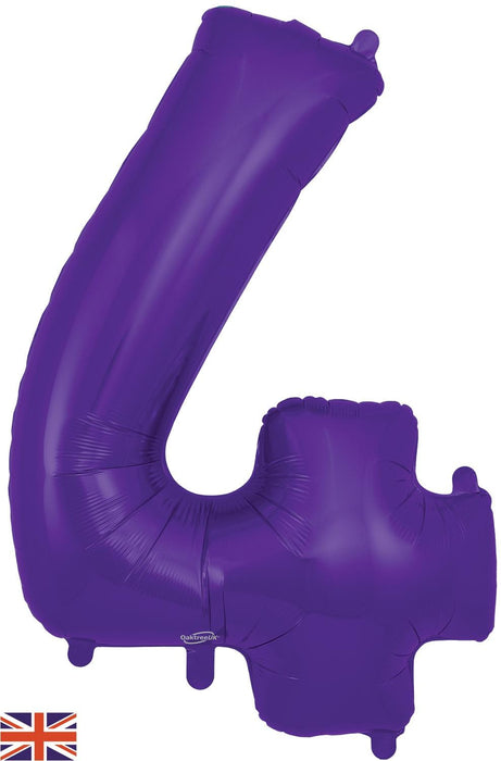 Oaktree UK Foil Balloons Purple Number 4 34"