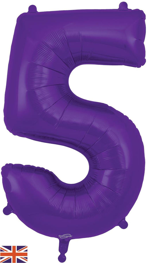 Oaktree UK Foil Balloons Purple Number 5 34"