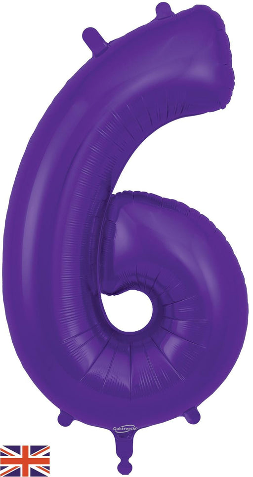 Oaktree UK Foil Balloons Purple Number 6 34"