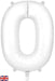 Oaktree UK Foil Balloons White Number 0 34"