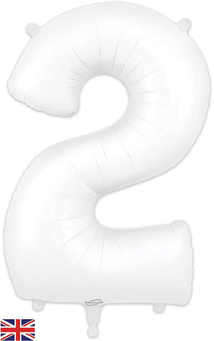 Oaktree UK Foil Balloons White Number 2 34"
