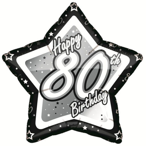18'' Foil Black Star Happy 80th Birthday