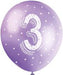 12'' Pearlised Latex Assorted Number 3 Birthday Balloons