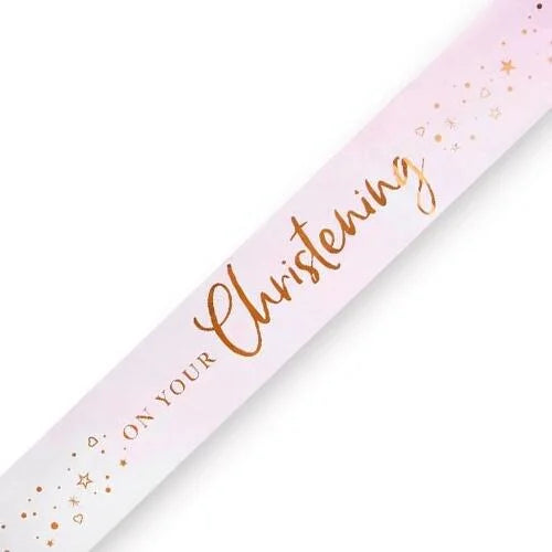 On your Christening Banner Pink/Rose Gold 9ft