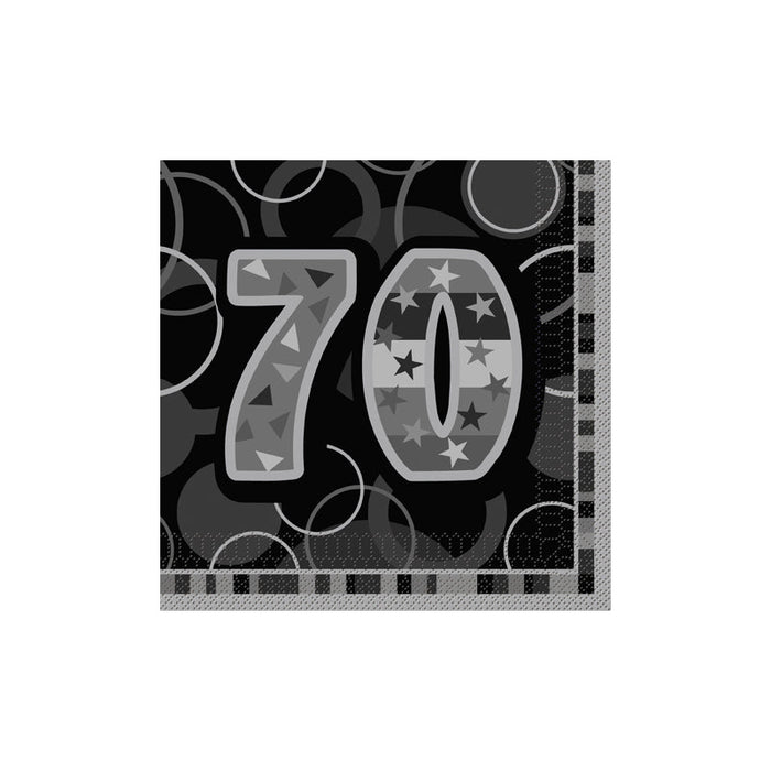 70 Glitz Black Napkin (16pk)