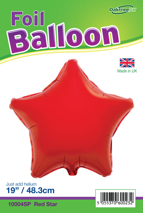 19'' Packaged Star Red Foil Balloon
