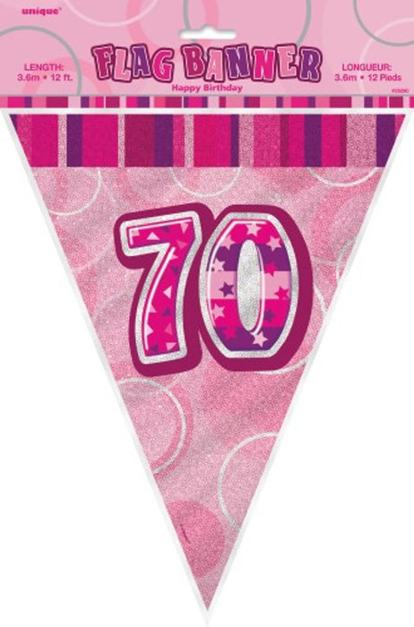 Glitz Pink 70 Flag Banner 12Ft