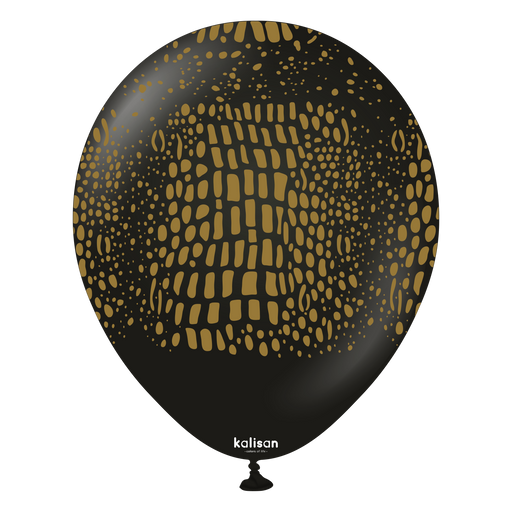 12" Black (Gold) Crocodile Safari Balloons (25pk)