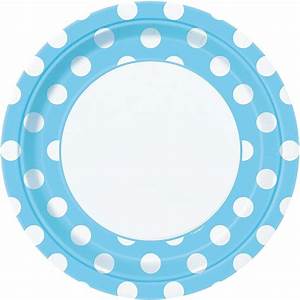 Soft Blue Polka Dot Plates 8pk 22cm