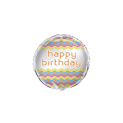 18'' Foil Rainbow Chevron Birthday Balloon