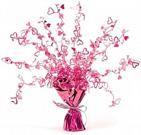Foil Spray Weighted Centrepiece Pink Love Hearts