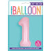 Matte Lovely Pink Number 1 Shaped Foil Balloon 34''