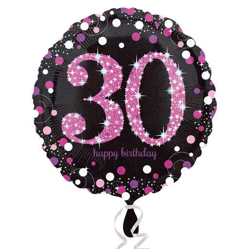18'' Black & Pink Sparkling 30th Foil
