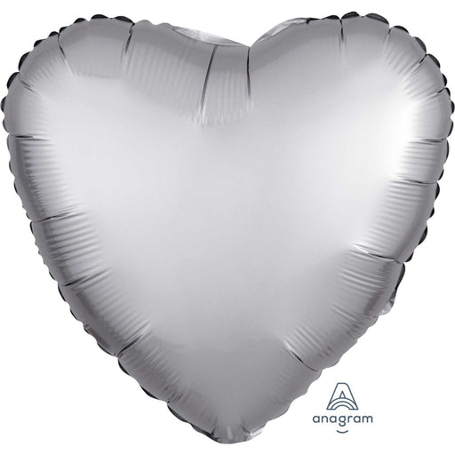 18'' Heart Satin Platinum Plain Foil