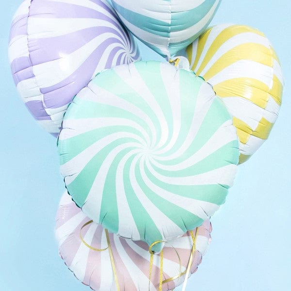 Party Deco Foil Balloon Pastel Light Blue Candy Swirl