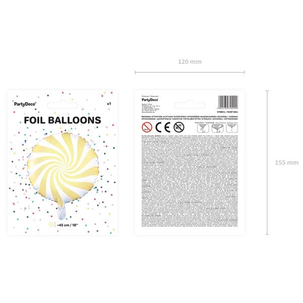 Party Deco Foil Balloon Pastel Yellow Candy Swirl
