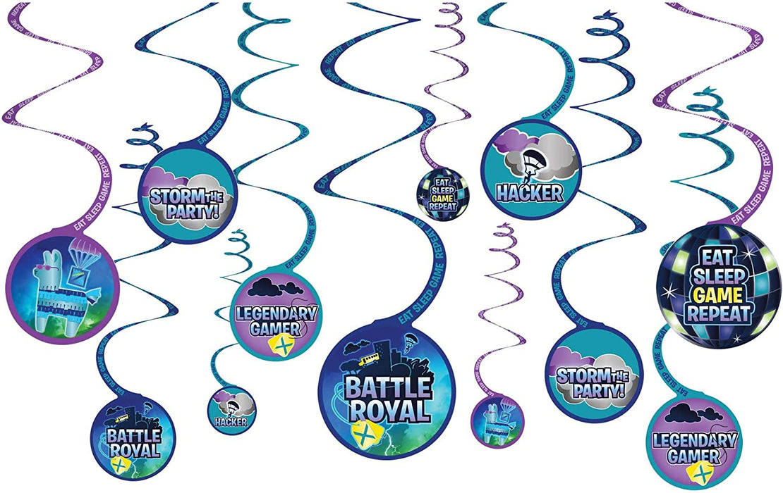 Battle Royal Hanging Swirl Decorations (12pk)