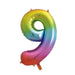 Rainbow Number 9 Shaped Foil Balloon 34'',