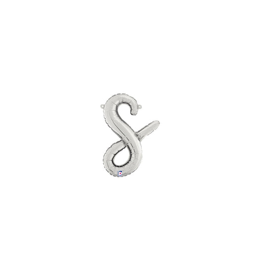 14''/ 24'' Script Foil Letter S - Silver Packaged Air Fill