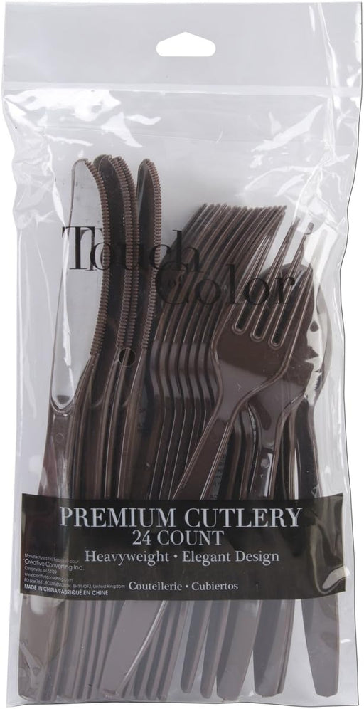 Chocolate Brown Cutlery 24pc