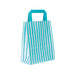 Aqua Stripe Flat-Handle Paper Carrier Bags (50pc)