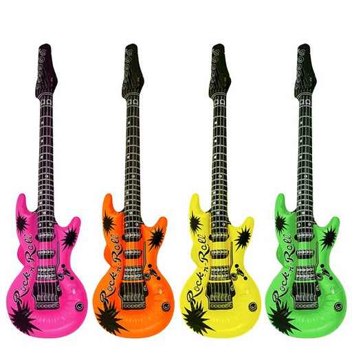 Inflatable Guitar Assorted Neon Colour 106Cm