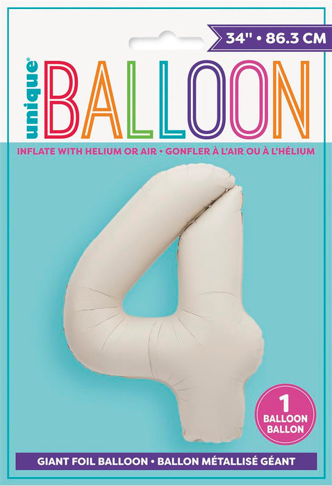 34" Nude Number 4 Foil Balloon