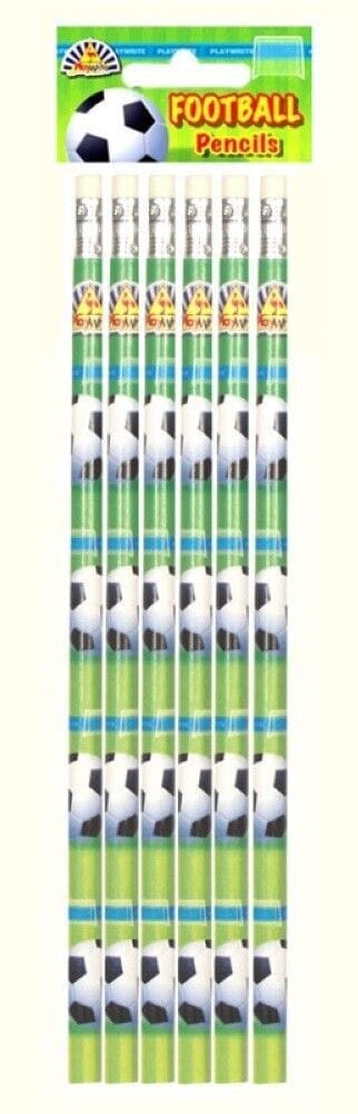 PlayWrite Pencils 6 Football Pencils with Rubbers