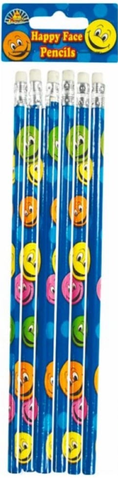 PlayWrite Pencils Happy Face 6pc Pencil Set 17cm