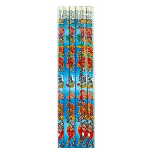 Playwrite Pencil Pirate Pencil with Eraser Party Bag Toy Favor 6pk