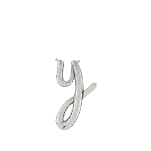 14''/ 24'' Script Foil Letter Y - Silver Packaged Air Fill