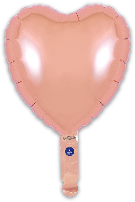 Oaktree UK Foil Balloon Rose Gold Heart (9 Inch) Packaged 5pk