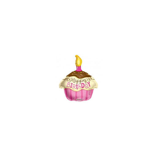 18'' Foil Happy Birthday Cupcake Pink