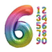 Rainbow Number 6 Shaped Foil Balloon 34'',