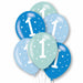 Age 1 Blue Tone Mix Latex Balloons 6pk