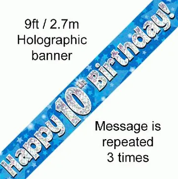 Foil Banner 10th Birthday Blue