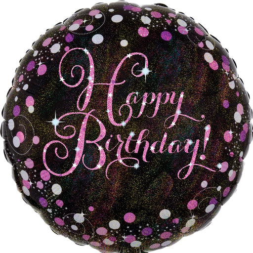 18'' Black & Pink Sparkling Happy Birthday