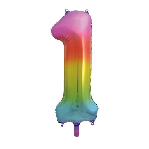 Rainbow Number 1 Shaped Foil Balloon 34'',