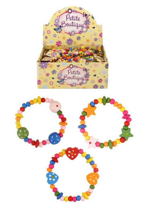 Multicoloured Wooden Bead Bracelets (3 Assorted Designs) (1pc supplied)