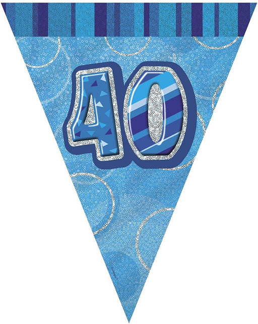 Glitz Blue 40 Flag Banner 9Ft