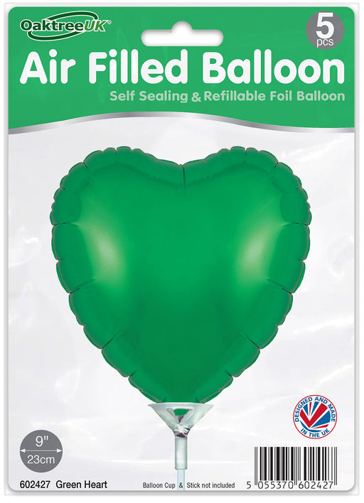 Green Heart (9 Inch) Packaged 5pk