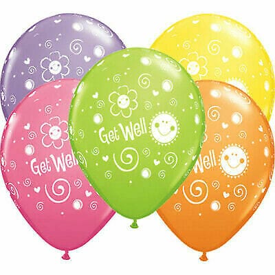 Qualatex Latex Balloons 11'' Get Well Sun & Flowers 25pk