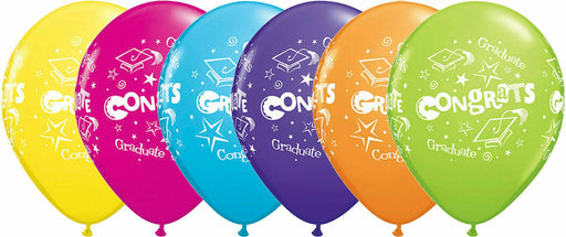 Qualatex Latex Balloons 11'' Tropical Assorted Congratulations Graduate 25pk