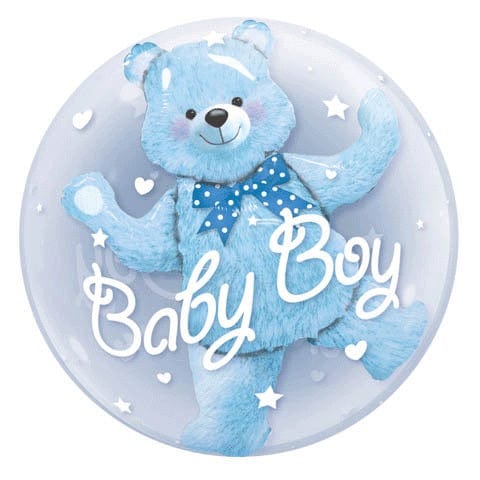Qualatex 24" Baby Blue Bear Plastic Double Bubble Balloon