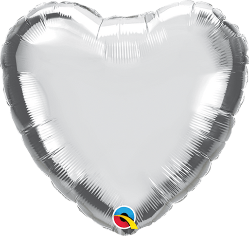 Qualatex 9 Inch Silver Heart Foil (Flat)