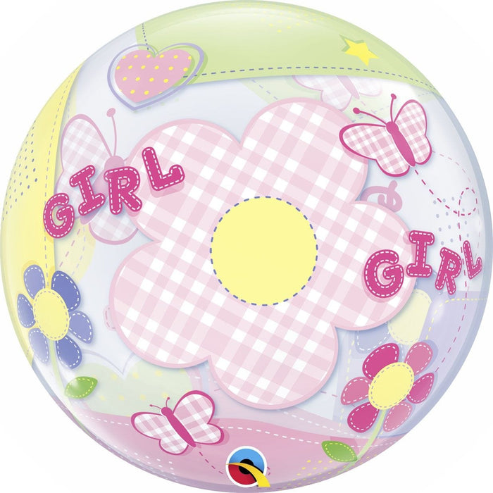 Qualatex Foil Balloon Baby Girl Butterflies Bubble Balloons
