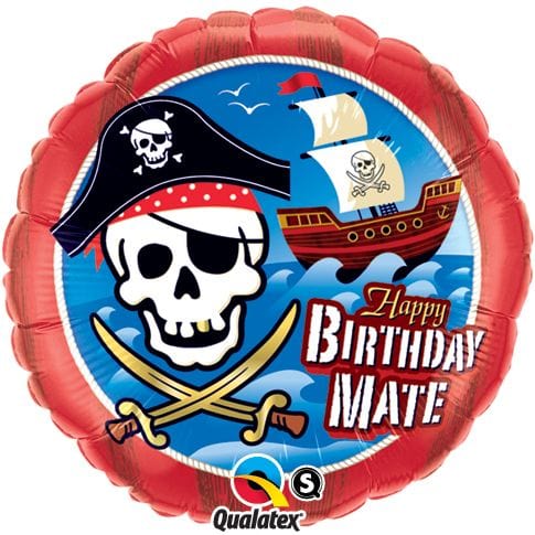 Qualatex Foil Balloons Pirate Balloon Happy Birthday Mate 18" Foil